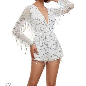 MissOrd White Romper with Sequins